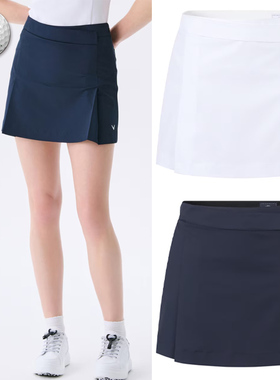 2025夏新品韩国代购CALLAWA*高尔夫女士压褶H型运动半身短裙子