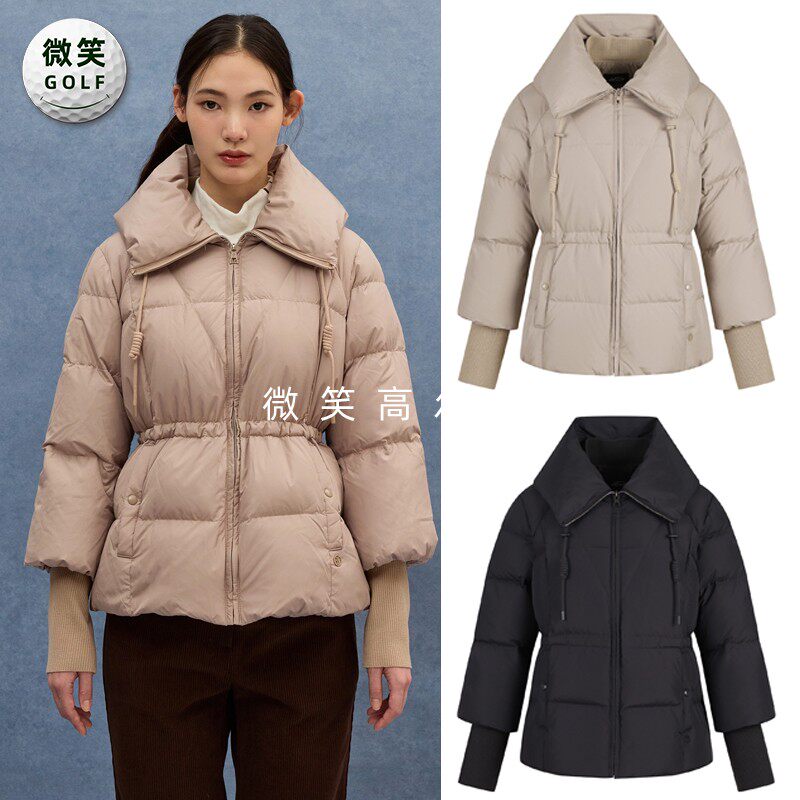 高尔夫女翻领收腰保暖运动羽绒服