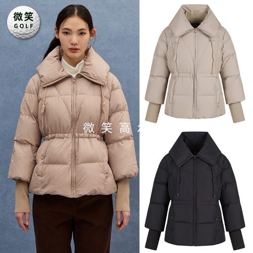 高尔夫女翻领收腰保暖运动羽绒服