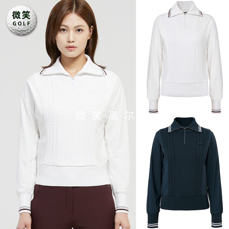 高尔夫女士半拉链拼接防风针织衫