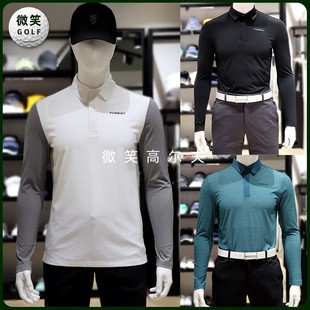 特价 男士 2023春韩国代购 高尔夫球服半系扣配色TORBIS 长袖 T恤GOLF