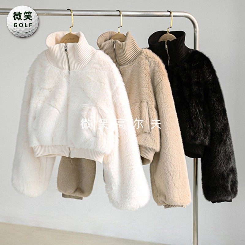 特价2025冬季新款韩国代购时尚百搭高尔夫球服女士毛绒保暖外套