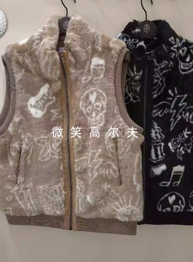 2025冬新款韩国代购CASTELBAJAC印花毛绒高尔夫球服女士保暖马甲