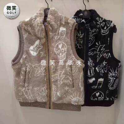 2025冬新款韩国代购CASTELBAJAC印花毛绒高尔夫球服女士保暖马甲