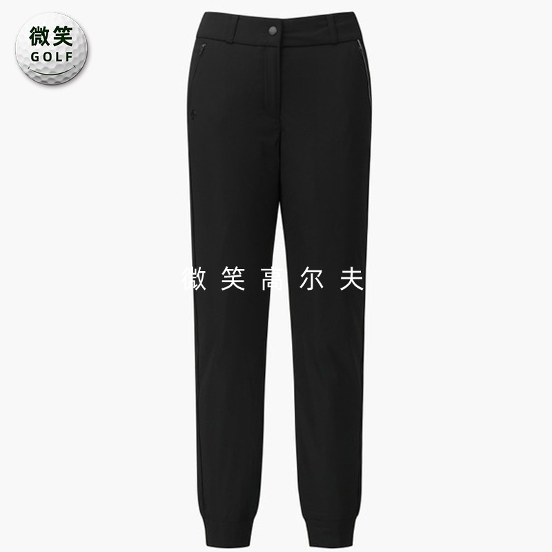 2025冬新品韩国代购高尔夫女士松紧腰弹力收腿保暖运动夹棉长裤