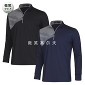 2025秋季 运动长袖 新款 半拉链拼色高尔夫球服男士 T恤 韩国代购 特价
