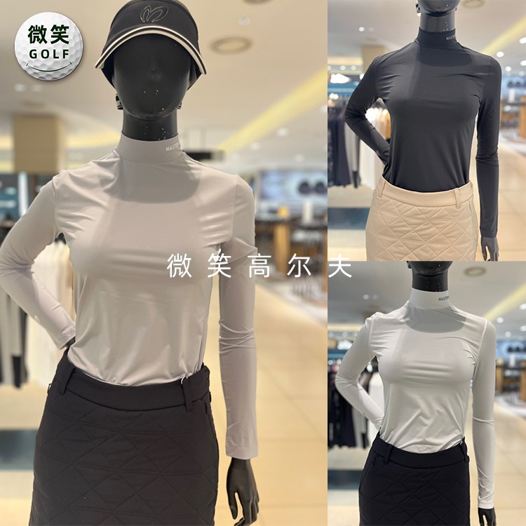 2025春款韩国代购MASTER bunny半高领弹力高尔夫球服女士长袖T恤