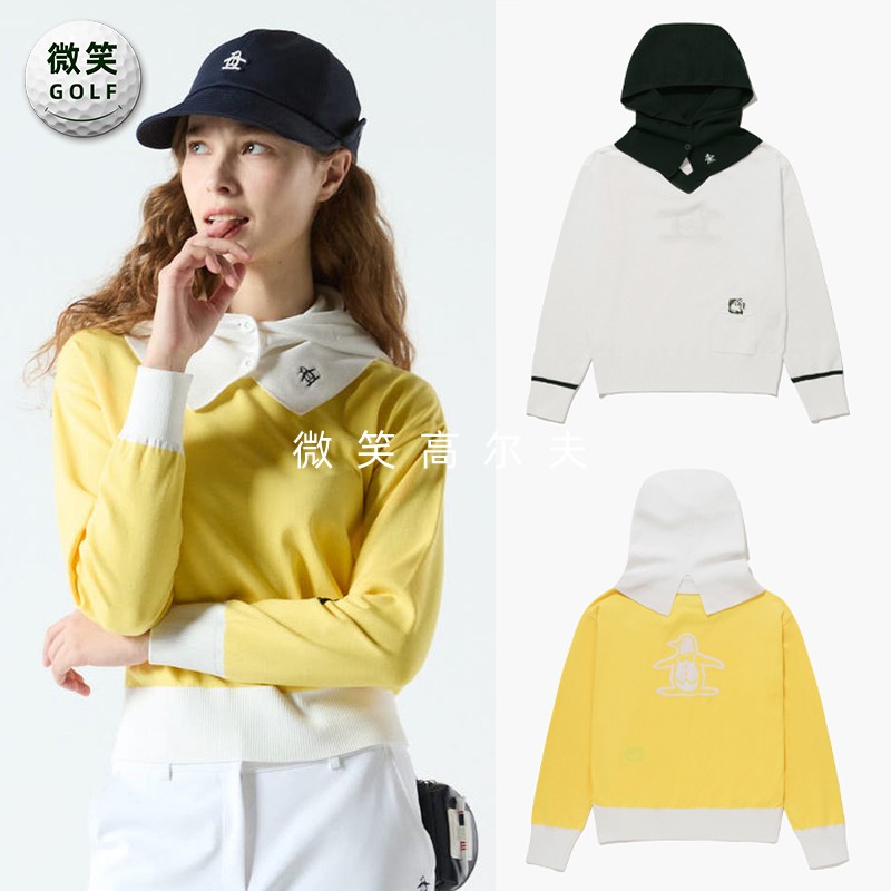 高尔夫女士连帽V领运动针织衫