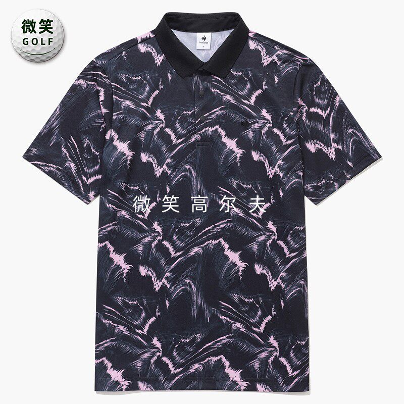 高尔夫男翻领图案运动短袖T恤