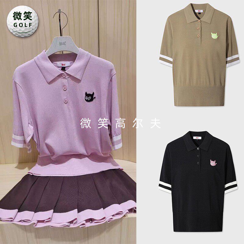 2026夏季新款韩国代购WAAC商务休闲高尔夫球服女士清凉短袖针织衫