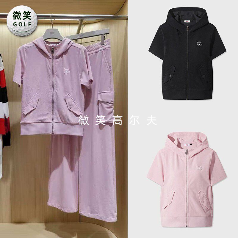 2026夏款款韩国代购WAAC时尚简约高尔夫球服女士连帽拉链短袖外套