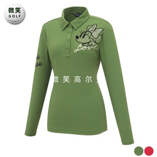 特价2025秋新款韩国代购卡通图案高尔夫球服女士户外透气长袖T恤