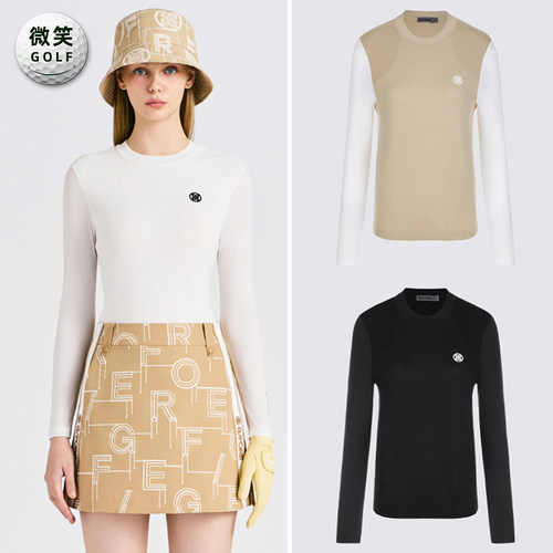 高尔夫女圆领运动凉感长袖针织衫