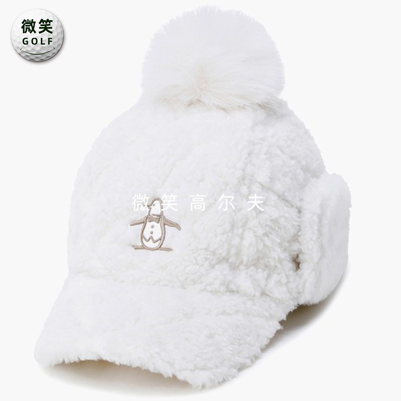 高尔夫女毛球毛绒护耳保暖运动帽