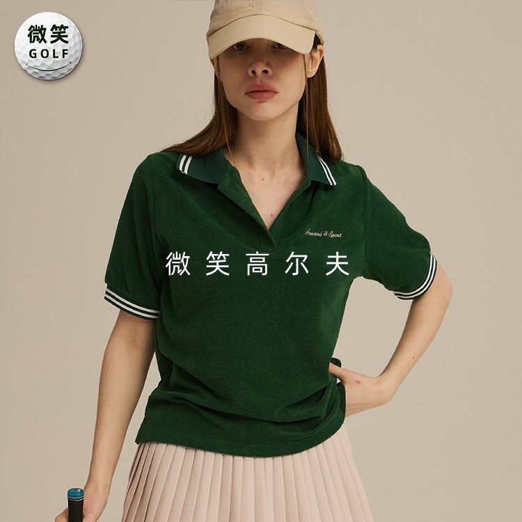 特价2025夏新款韩国代购翻领宽松高尔夫球服女士运动短袖T恤GOLF