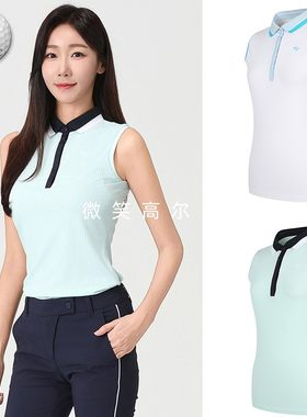 特价2025夏新款韩国代购ELLE修身开叉高尔夫球服女士无袖T恤GOLF