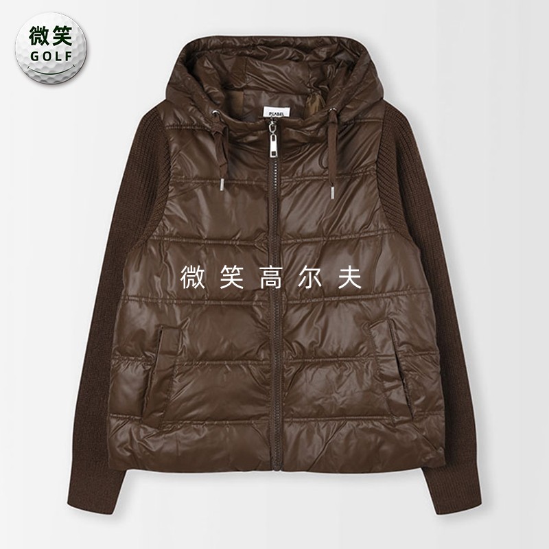 特价2025冬韩国代购拼接针织时尚高尔夫球服女士保暖宽松夹克外套