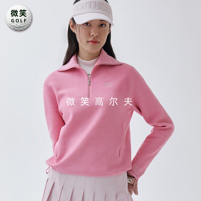 高尔夫女半拉链羊毛毛衣针织衫