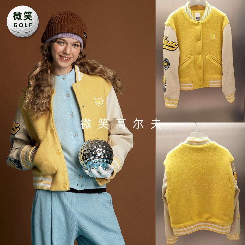 2025冬款韩国代购WAAC加厚夹棉高尔夫球服女士运动保暖棒球服夹克