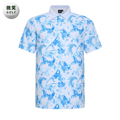 韩国代购 新款 度假印花高尔夫球服男士 T恤GOLF 特价 短袖 2025夏季