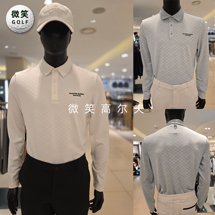 2025春新款韩国代购MASTER PG提花透气高尔夫球服男士长袖T恤GOLF