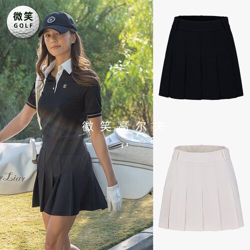 2025春韩国代购FairLiar高腰显瘦高尔夫服装女士百褶半身短裙GOLF