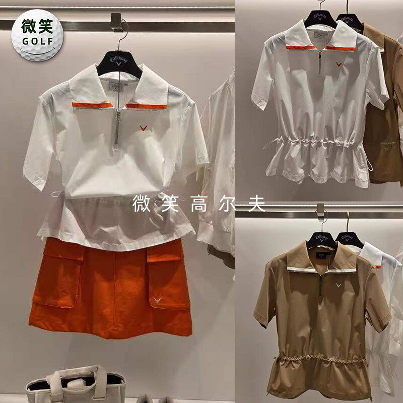 2026夏韩国代购CALLAWAY轻薄轻质高尔夫球服女士抽绳休闲短袖T恤