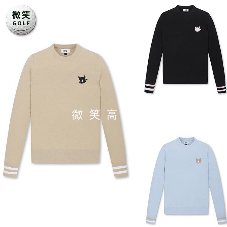 2025春季新款韩国代购WAA*圆领简约高尔夫服装女士套头针织衫GOLF