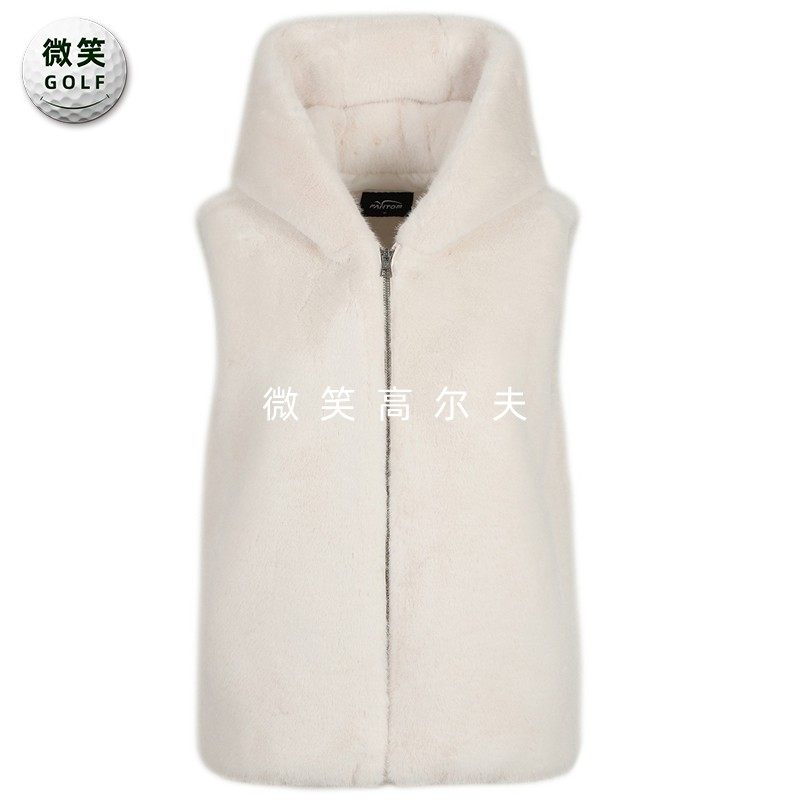 高尔夫女连帽环保皮草奢华马甲