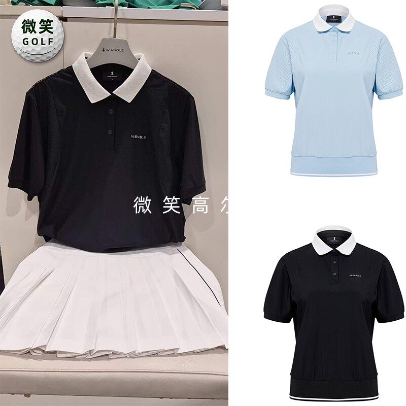 2026夏款韩国代购WANGLE冷感透气高尔夫服装女士休闲运动短袖T恤