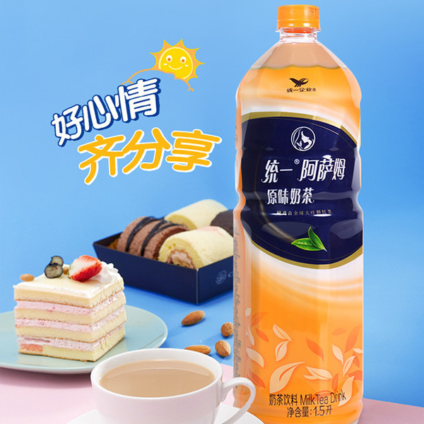 统一阿萨姆原味奶茶饮料饮品1.5L*6大瓶家庭分享畅饮装整箱特价批