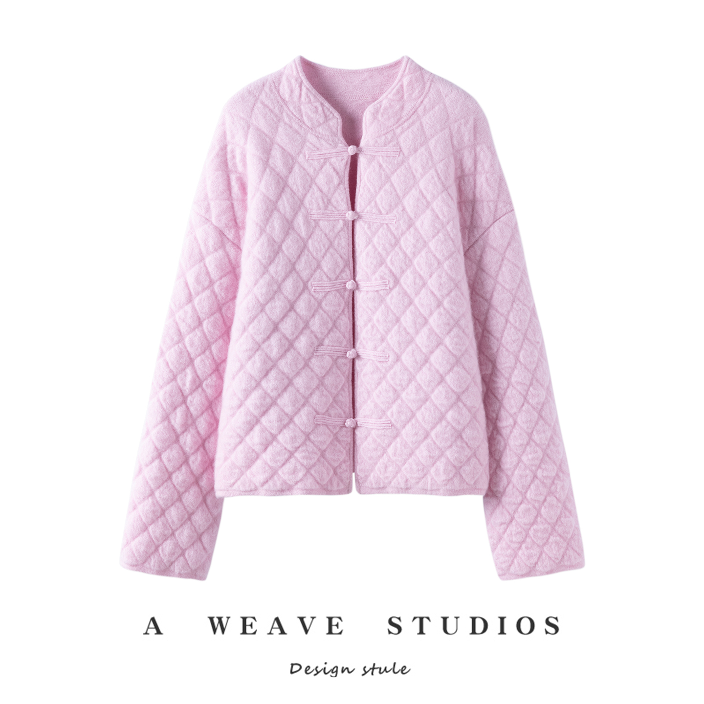 现代国风粉色短款羊绒衫外套女2025冬季新款新中式盘扣羊毛上衣