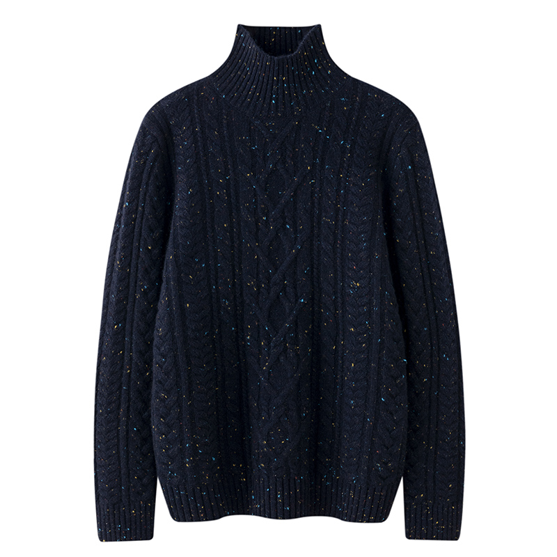 超级厚款-秋冬100%纯山羊绒半高领羊绒衫针织女宽松打底长袖毛衣