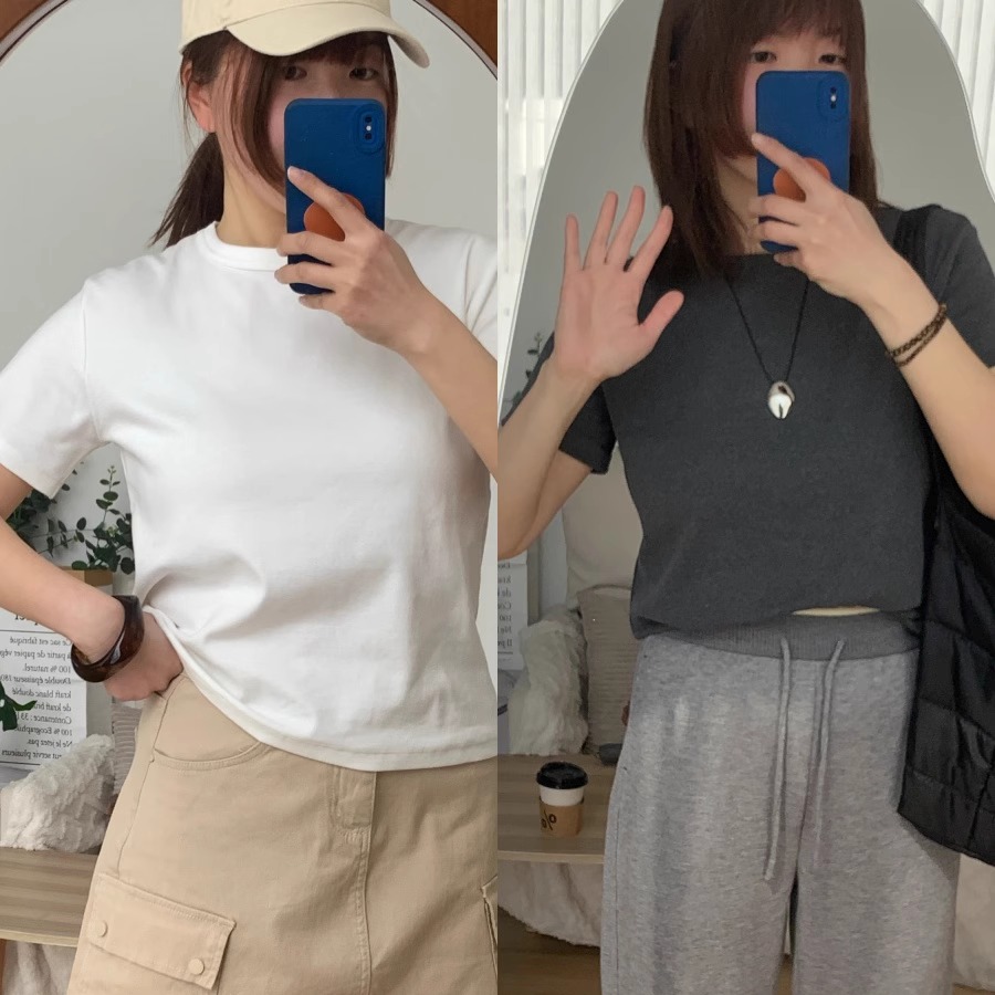 基础圆领百搭休闲短袖直筒T恤