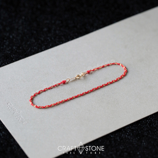 美国14k包金原创编织拼接红绳手链女本命年脚链足链转运定制新款