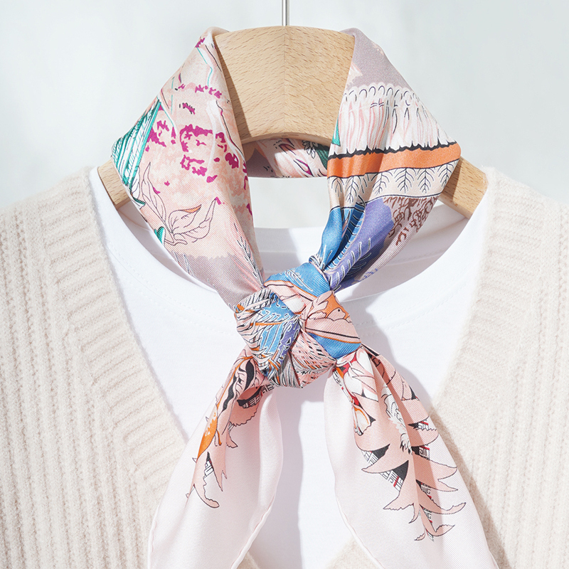 森林守护女神真丝丝巾100%桑蚕丝斜纹绸中方巾领巾时尚挺括