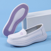 安足恩新款 平底医护小白鞋 护士鞋 防滑真皮舒适软底透气不累脚四季