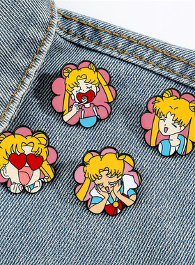 卡通金属美少女战士徽章胸针饰品