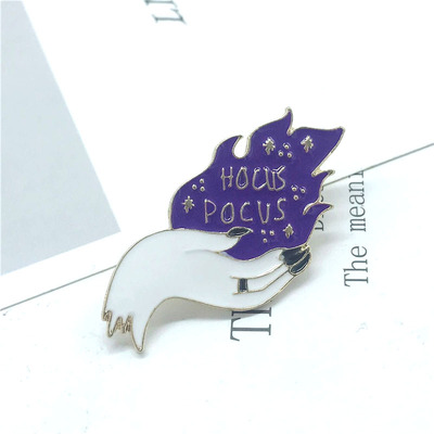 时尚风紫色火焰胸针配饰金属徽章