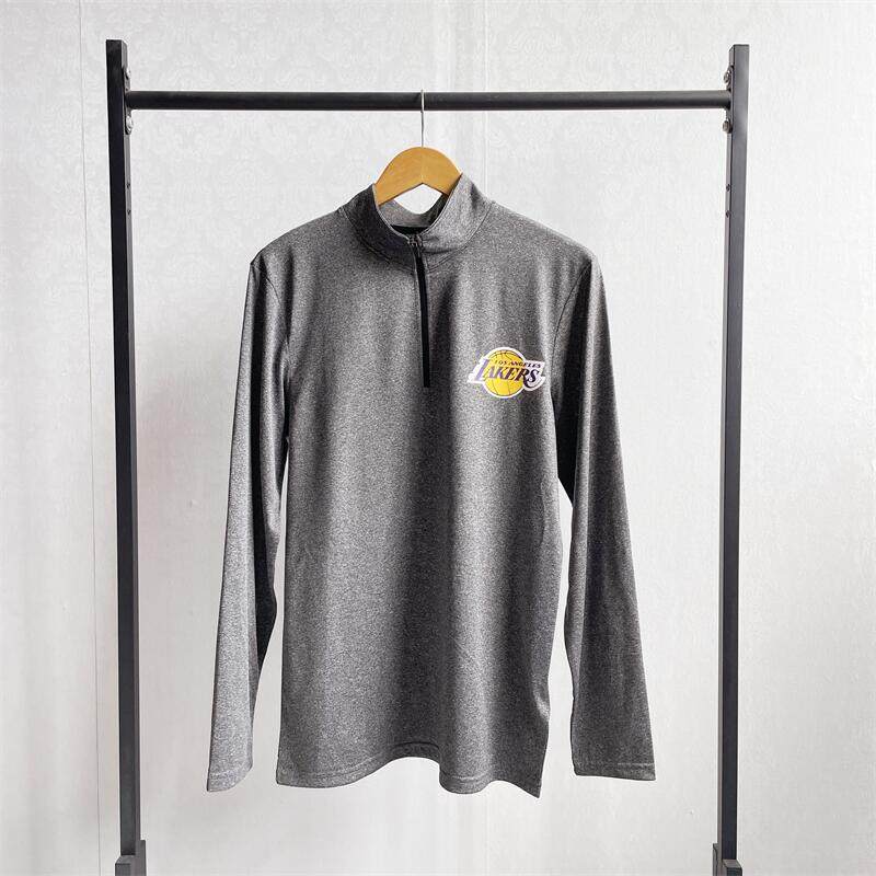 美单  球队半拉链篮球训练服热身运动速干长袖t恤篮网马刺投篮服