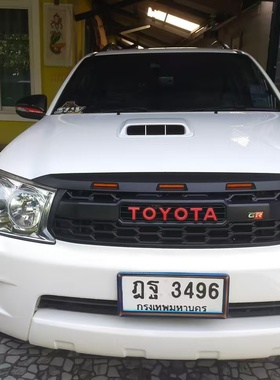 适用于08-11年FORTUNER穿越者改装前脸带灯中网GR标车头装饰网