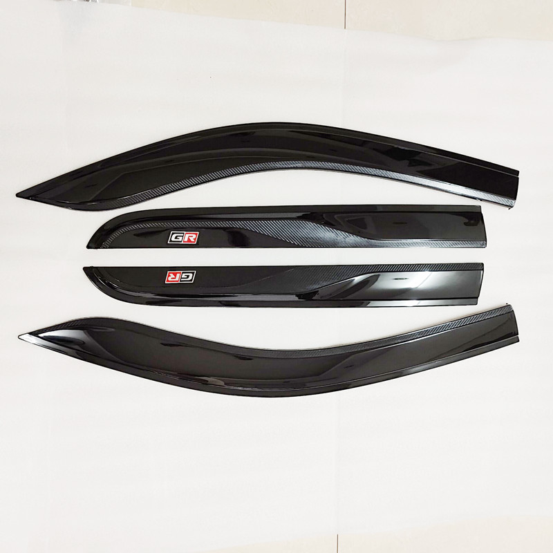 适用于15-23年海拉克斯REVO改装炭纤纹GR标晴雨挡车窗挡雨板雨眉