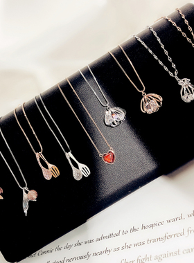 加厚真金保色锆石鱼尾水晶锁骨链