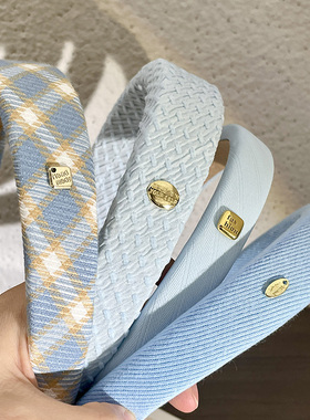 金标蓝色发箍女2024新款高端富家千金甜美百搭高颅顶压发洗脸头箍