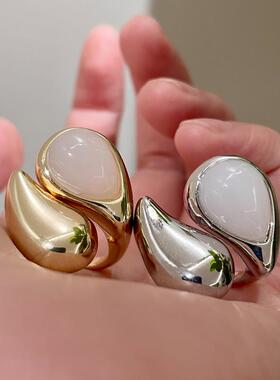 重工夸张水滴交错戒指女冷淡风造型感指环小众设计ins个性食指戒