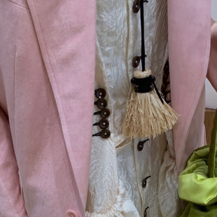 杨超越同款拉菲草扫把黑绳长款项链小众独特简约穿搭配饰毛衣链女