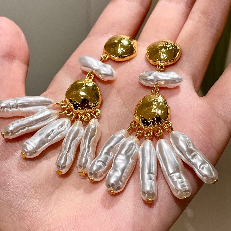 中古金属耳钉欧美小众巴洛克不规则异形珍珠流苏耳环vintage耳饰,饰品/流行首饰/时尚饰品新,耳环,淘宝优惠券,粉丝福利购,淘宝优惠卷
