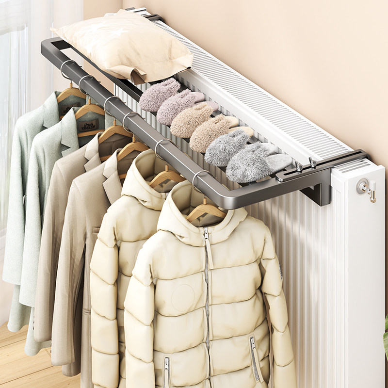 暖气片置物架晾衣架散热器暖气上专用毛巾杆挂钩烘衣晾晒衣服神器