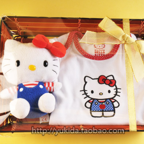 高品质hello kitty礼盒Sanrio三丽鸥毛绒布艺类玩具 初生婴儿哈衣