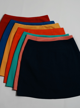 25早秋新品纯色通勤短裙黄色红橘绿藏青A字半身裙OL花苞裙防走光